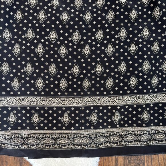 Talbots Maxi Skirt 24W Faux-Wrap Black 100% Silk Women's - Picture 5 of 9